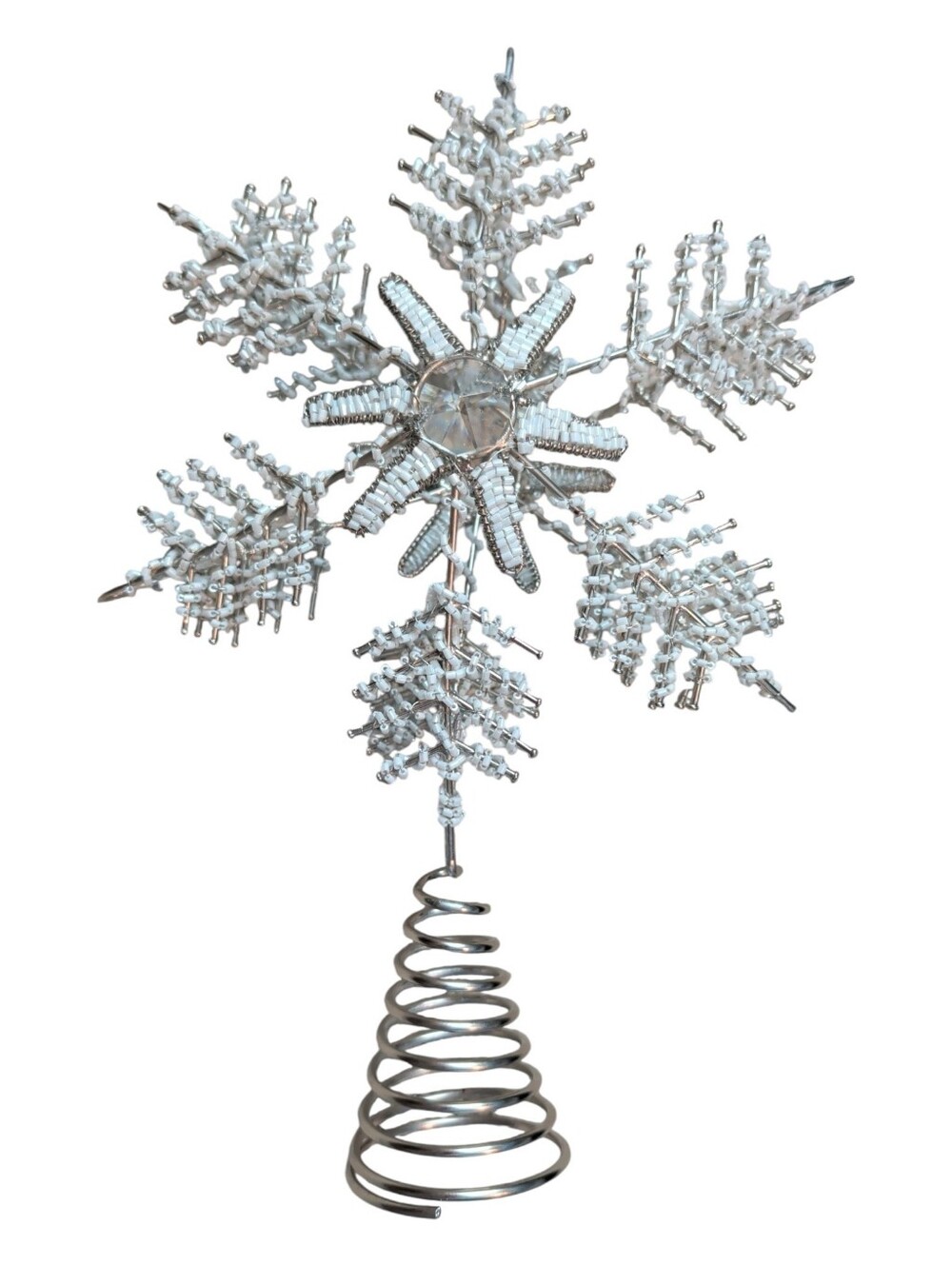 Source Unknown Silver Snowflake Tree Topper